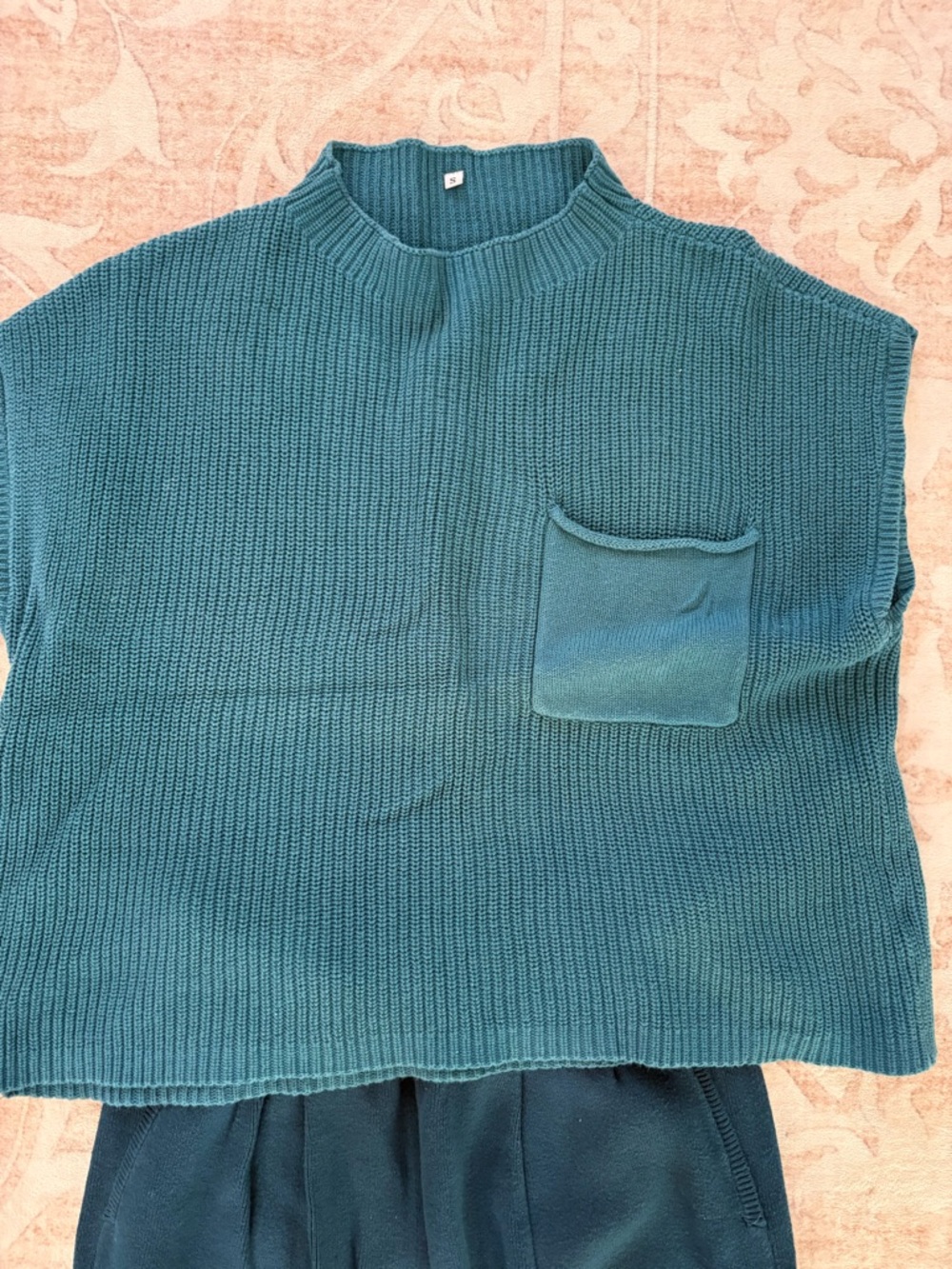 Teal Knit Sleeveless Top and Pants Set - Women size S - Picture 2 of 2